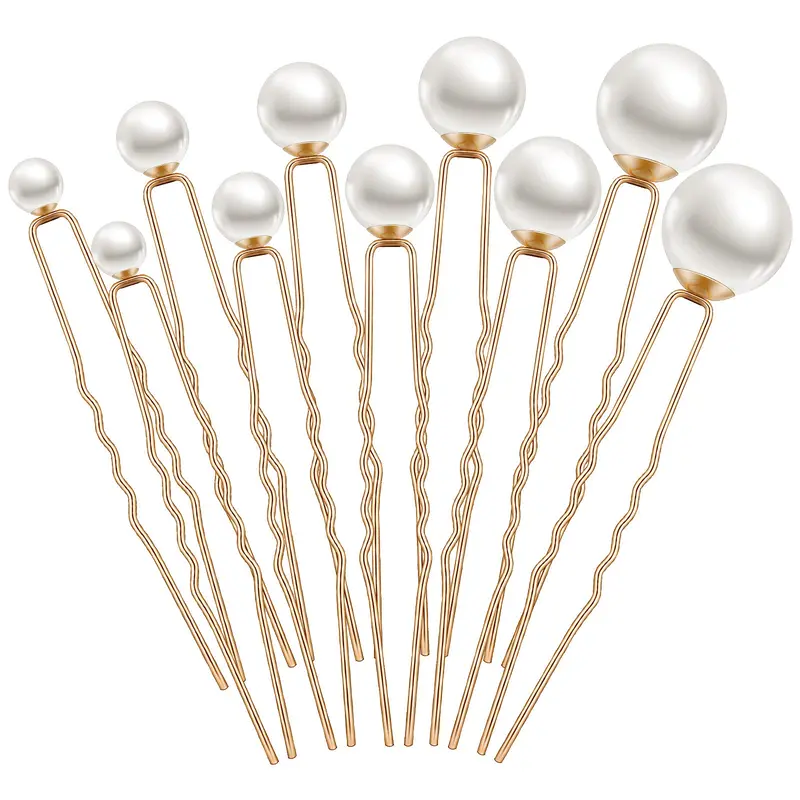 Charonle – 32 pièces d'épingles cheveux perles et strass dorées, barrettes en forme U pour mariée