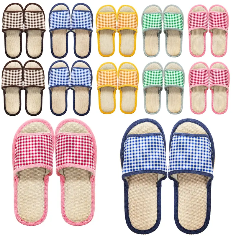 Chaussons d’intérieur Eorbow — 10 paires lavables, semelle épaisse anti-dérapante, universels pour maison et hôtel