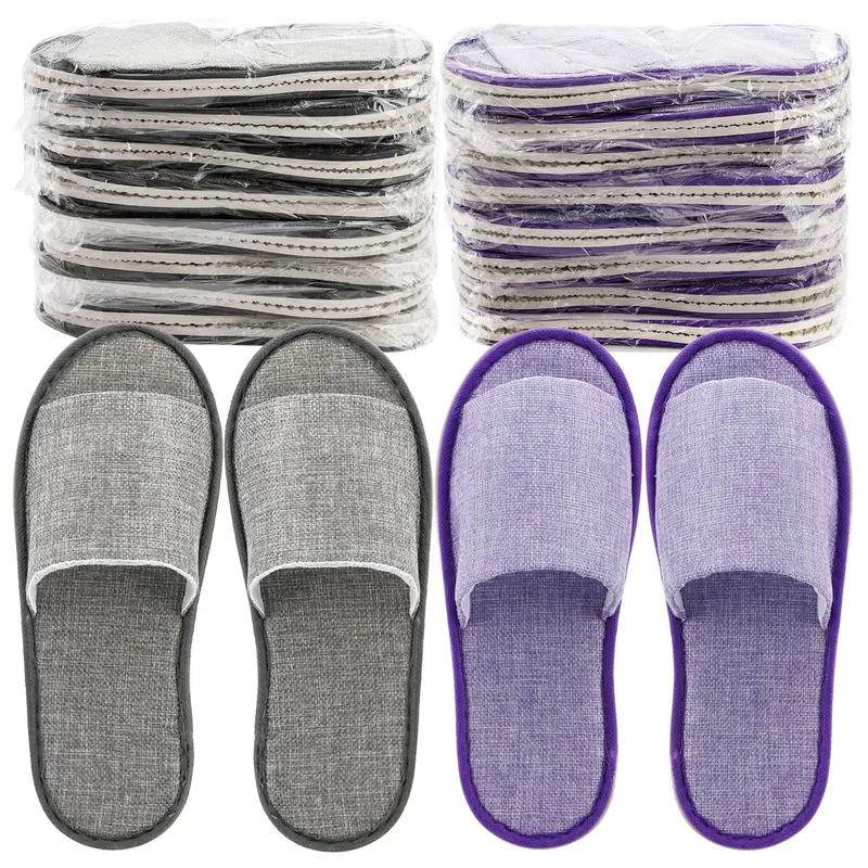 Chaussons jetables Frcctre – 16 paires gris et violet pour hôtel et spa