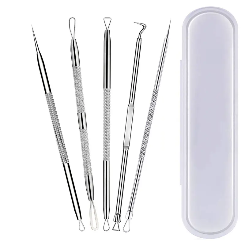 ChenYiJin Kit d'Outils Acné et Comédons – 5 Pièces en Acier Inoxydable