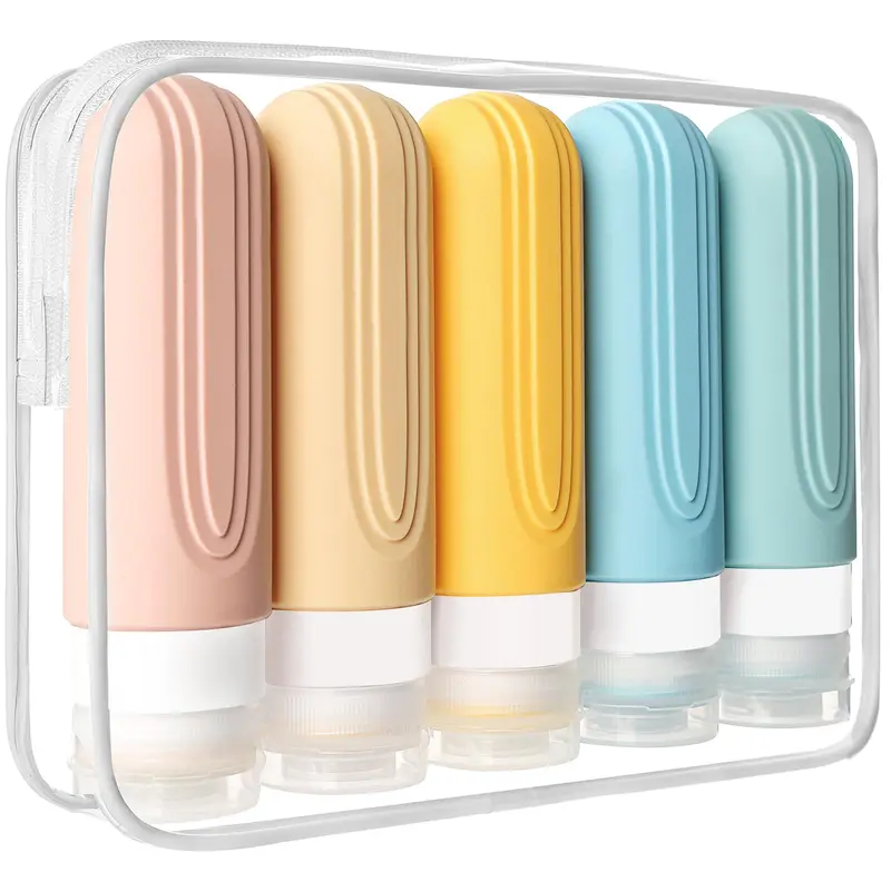 CHEODIN Bouteilles de Voyage 3oz – Pack 5, Étui TSA, Silicone Sans BPA