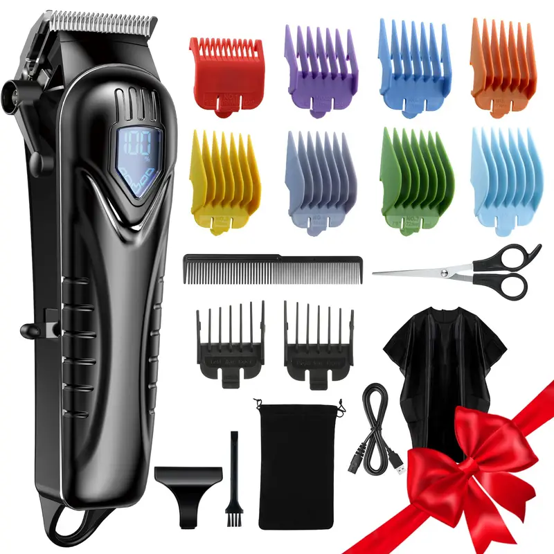 Chicclly Tondeuses professionnelles sans fil – Coupe silencieuse, 10 guides couleur et affichage lumineux