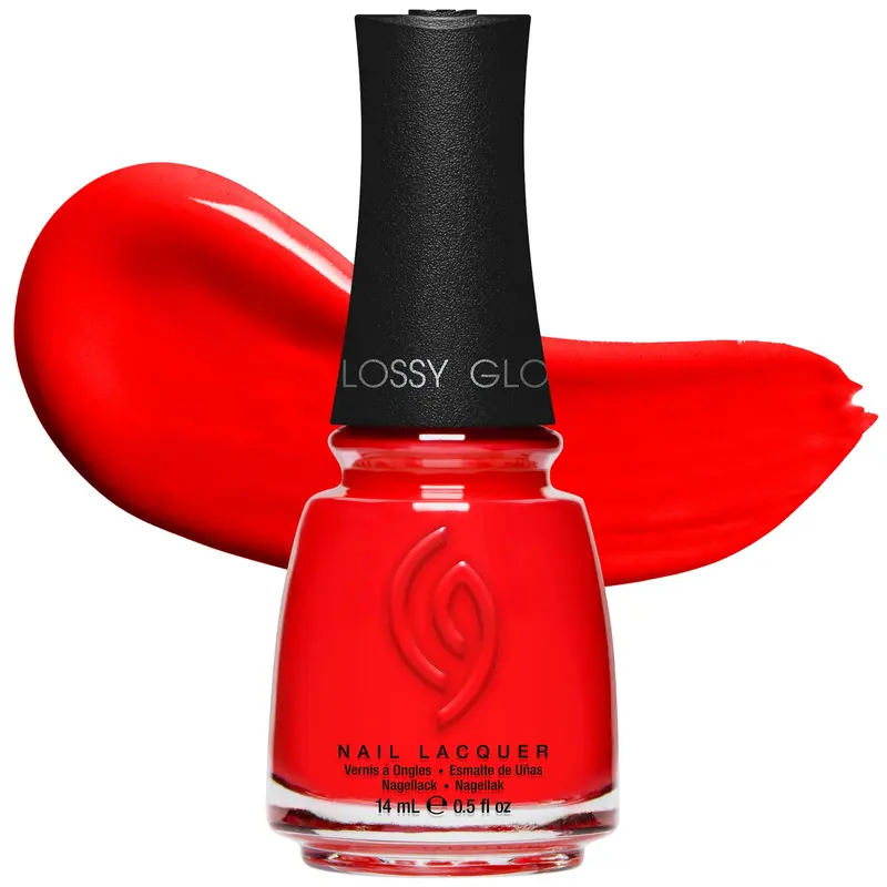 China Glaze Flame-Boyant – Vernis à ongles rouge brillant, tenue jusqu'à 6 jours, application sans traces, formule 21-free, 0,5 fl oz