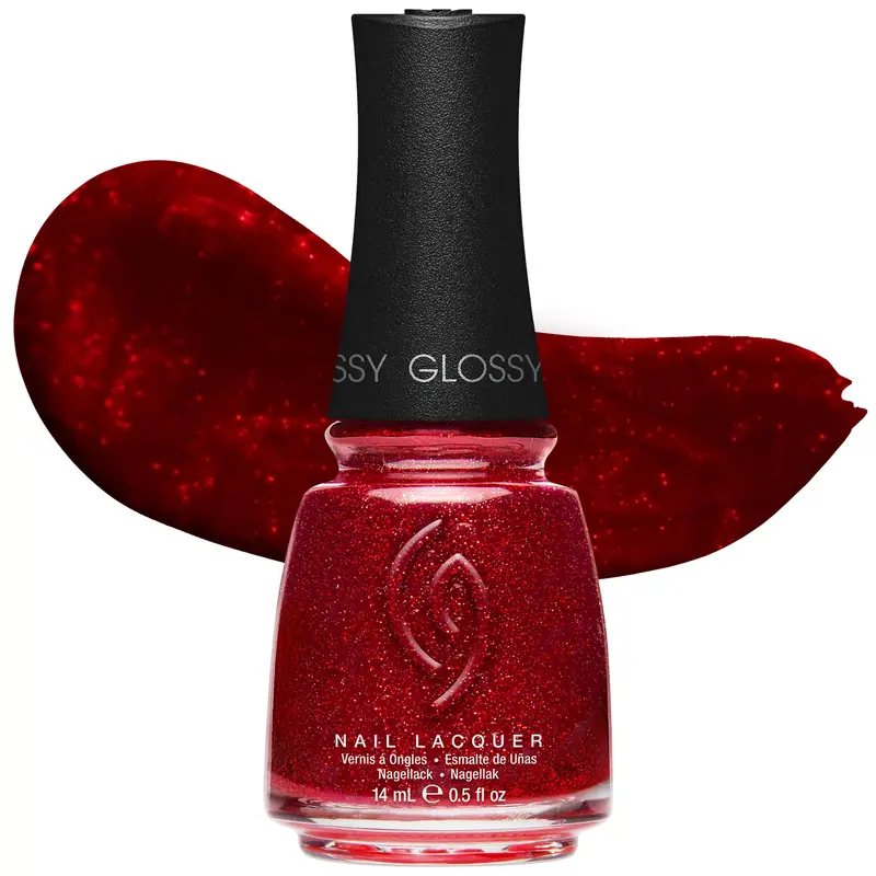 China Glaze Ruby Pumps – Vernis rouge profond avec paillettes, séchage rapide, tenue longue durée