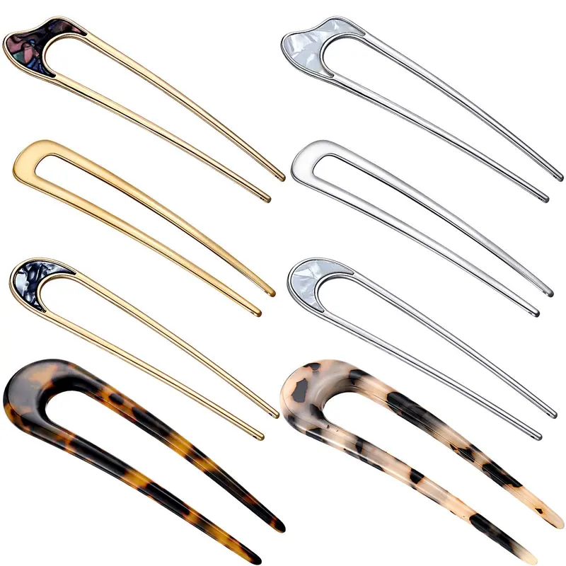 Chuangdi – 8 épingles en U pour chignon, motifs mignons, métal léger