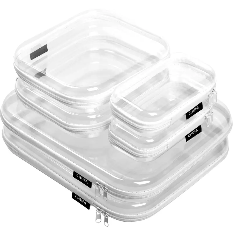 Chufa – Lot de 6 Étuis transparents rigides (3 tailles) pour voyage