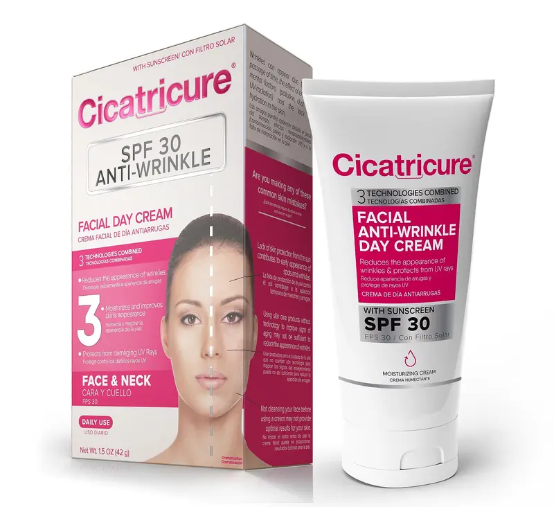 Cicatricure Crème Visage Avancée – Anti-âge, SPF 30, Hydratante, Raffermit l'Élasticité, 1,5 oz