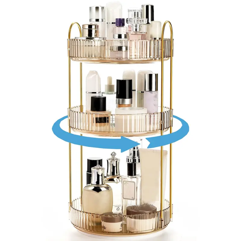Cididu - Organisateur maquillage rotatif 360, 3 niveaux, grande capacité