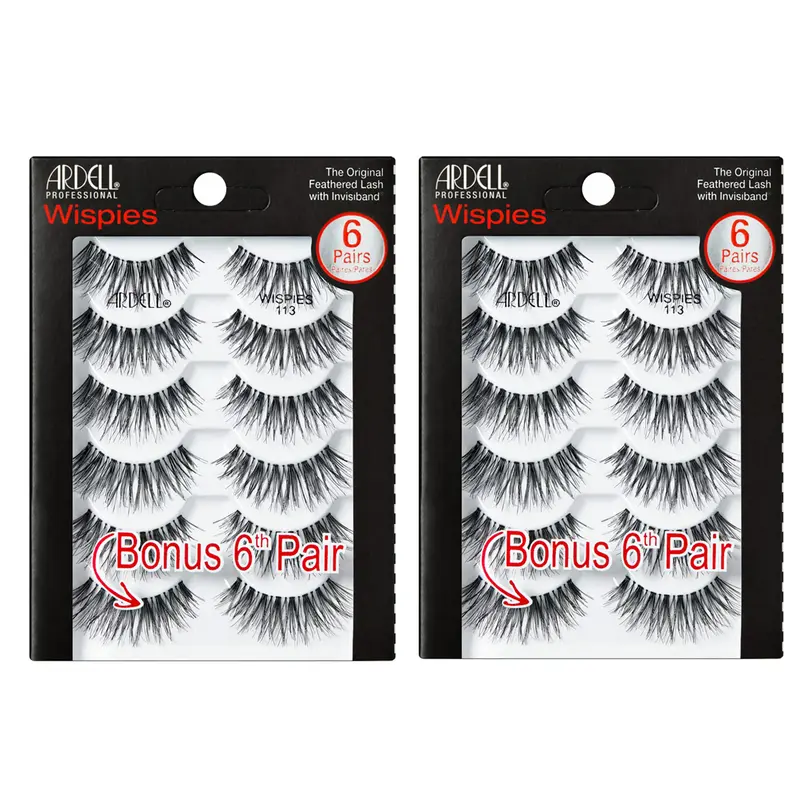 Cils Ardell Wispies – Multidimensionnels et naturels, bande invisible, 6 paires x 2