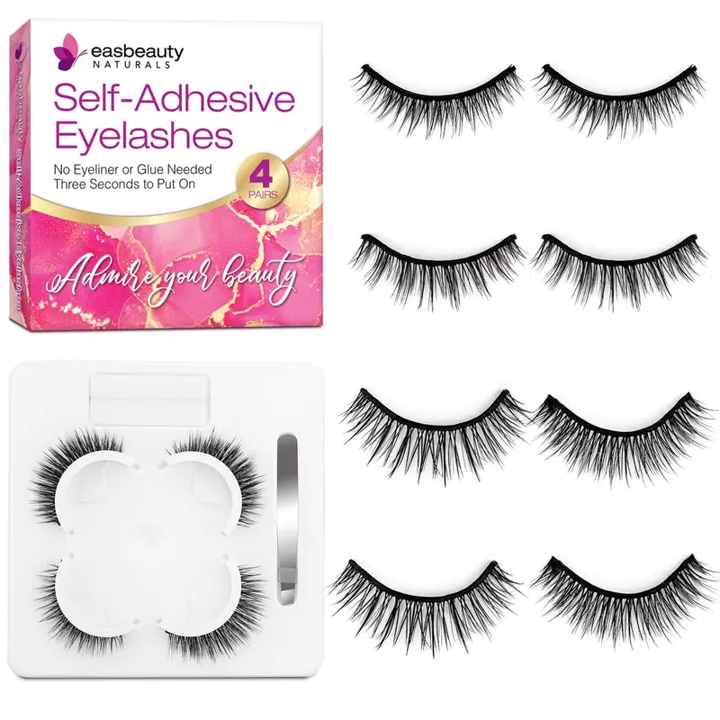 Cils auto-adhésifs EasBeautyNaturals – Look naturel, réutilisables, sans colle