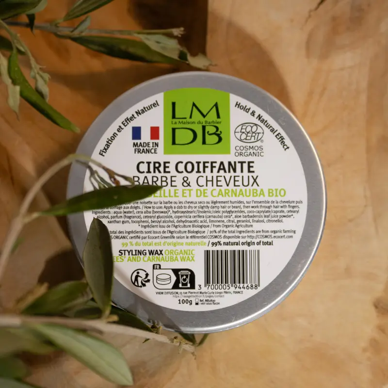Cire coiffante barbe et cheveux BIO certifié ECOCERT