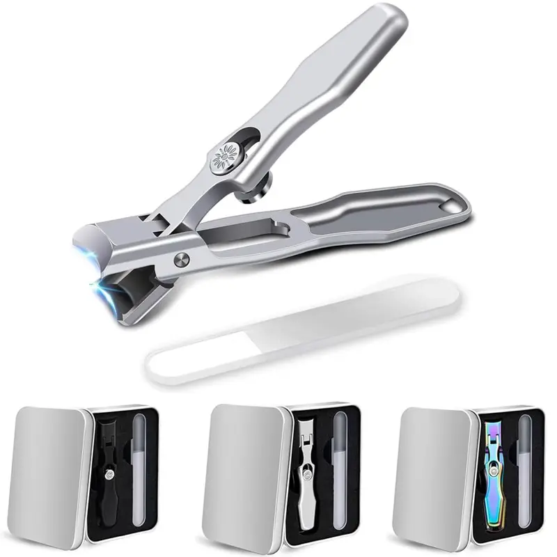 Ciseaux à ongles MightyClip en acier allemand pour hommes – lime et boîte de rangement inclus (Argent)