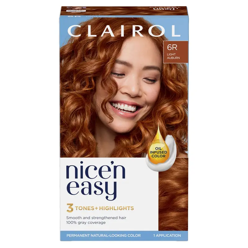 Clairol Nice'n Easy 6R Light Auburn – Coloration Permanente Naturelle (couvre tous les gris)