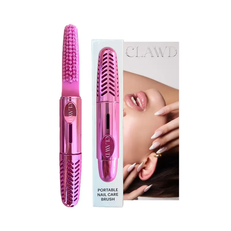 CLAWD – Brosse à ongles rose portable avec attache-clefs pour soins rapides