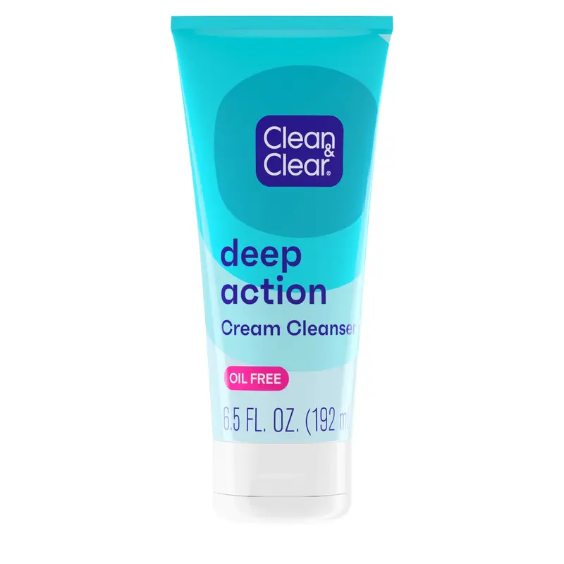 Clean & Clear Crème Nettoyante Visage Sans Huile – Action Profonde, Pro‑Vitamine B5 et BHA – 6,5 onces (lot de 2)