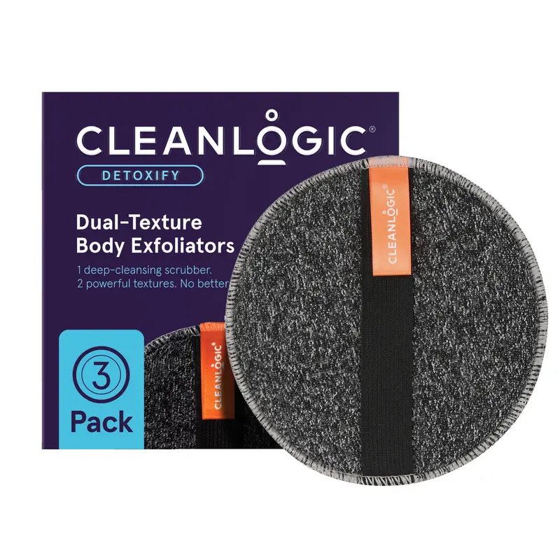 Cleanlogic Detoxify Gant Gommant Charbon – Gommage corporel à double texture – Pack de 3