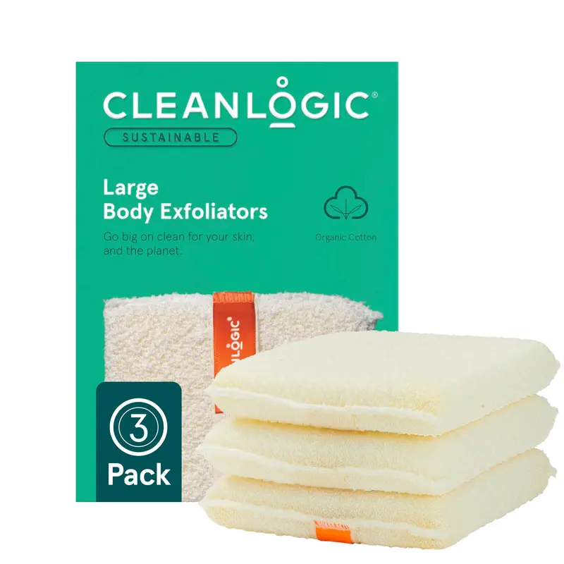 Cleanlogic Gant Exfoliant Corps en Coton Biologique — Lot de 3