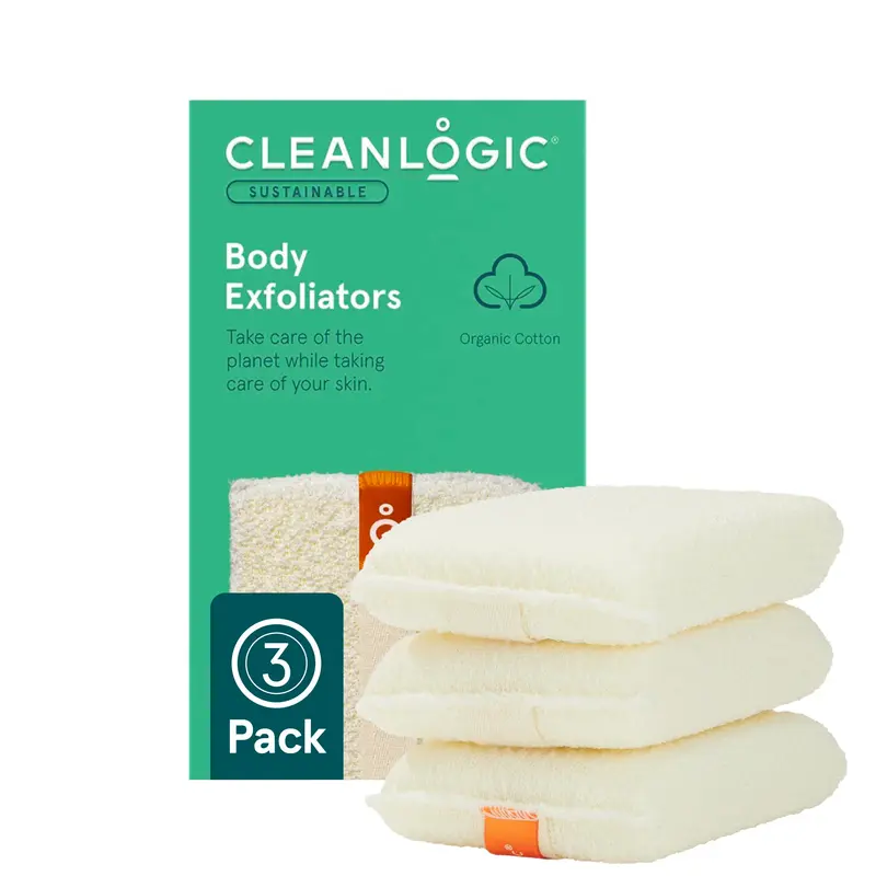 Cleanlogic gant exfoliant en coton biologique – Lot de 3
