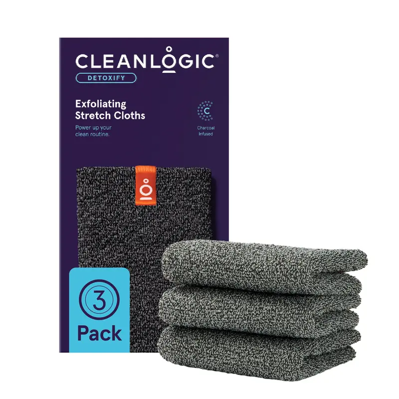 Cleanlogic Gants Exfoliants Corporel Charbon Détox – Lot de 3
