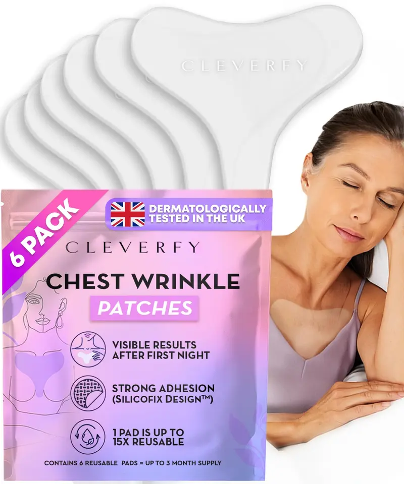 CLEVERFY Patchs Silicone Décolleté Anti-Rides – Lot de 6, Forme T, Réutilisables