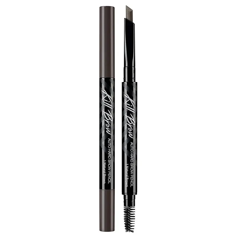 CLIO Kill Brow Auto Hard Eyebrow Pencil – Crayon sourcils à double extrémité, longue tenue, résistant à l'eau (#01 Brun Naturel)