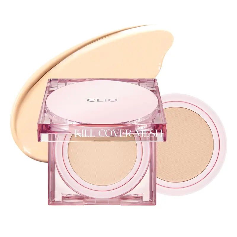 CLIO Kill Cover Mesh Glow Cushion Foundation – 21N Lin, Recharge incluse | Teint lumineux et léger