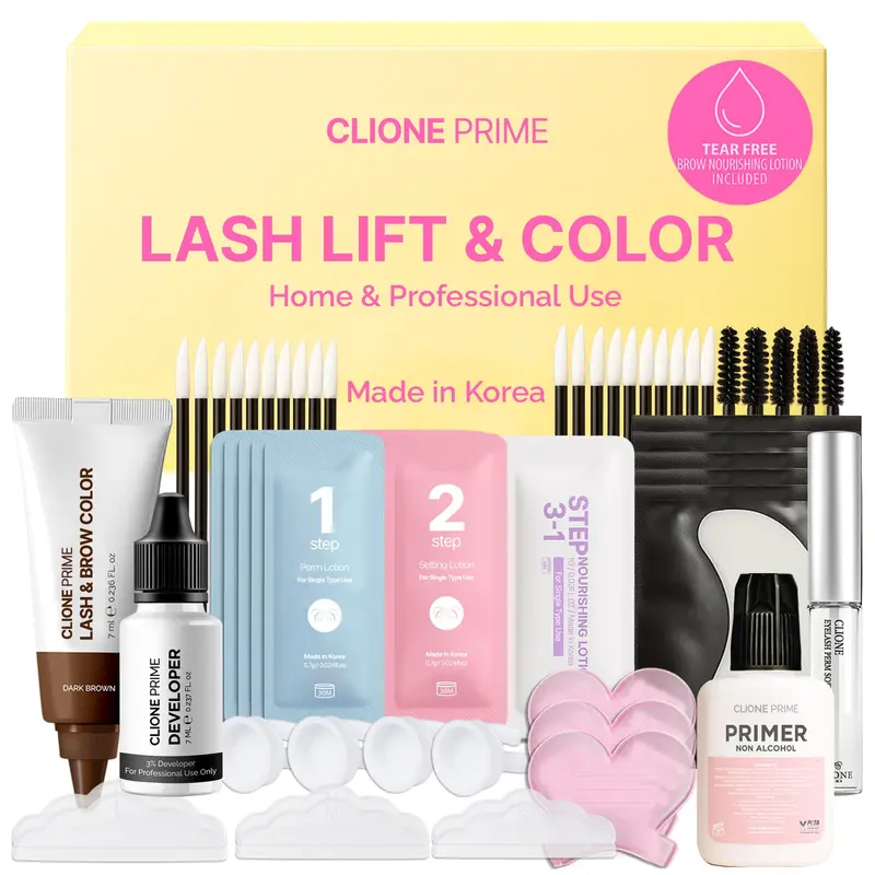 CLIONE PRIME Kit Relevé Cils et Teinte Sourcils à Domicile – Lissage et Coloration