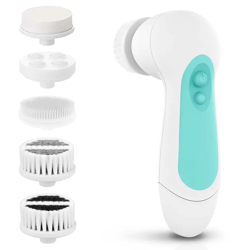 CLSEVXY - Ensemble Brosse Nettoyage Visage Étanche, 5 Têtes Exfoliantes, 2 Vitesses
