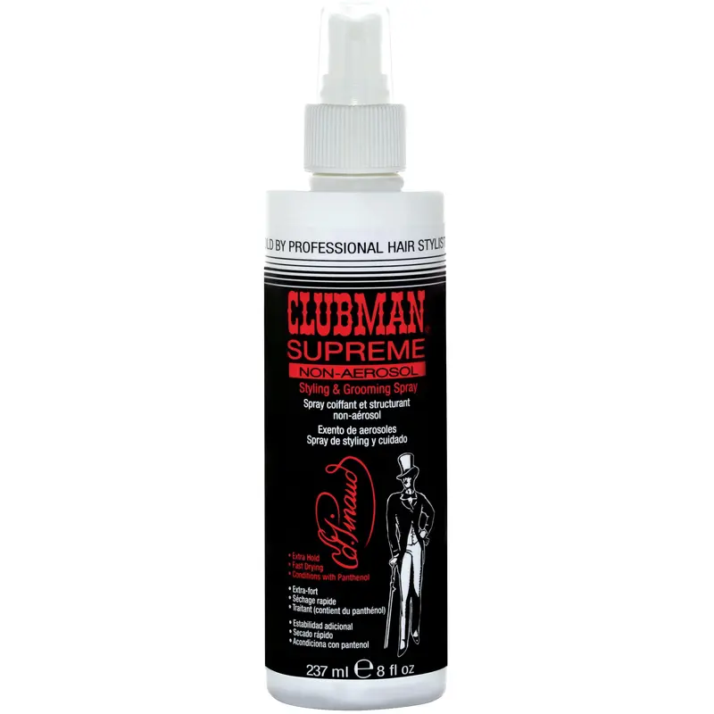 Clubman Supreme – Fixation Extra Forte, Spray Coiffant Sans Aérosol pour Hommes, Panthénol (236 ml)
