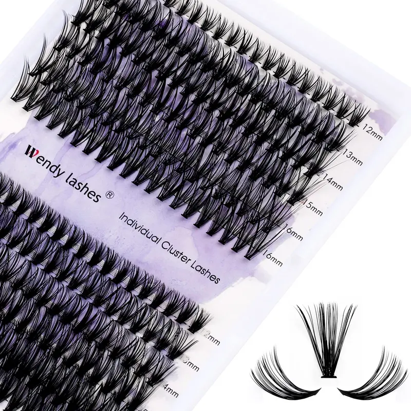 Clusters de cils à domicile Wendy Lashes – 240 pièces, ultra-légers, naturels et waterproof (12–16 mm, D Curl)