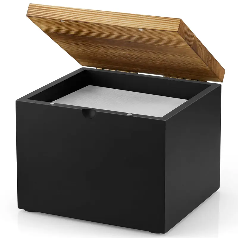 CMLKLZD Porte-serviettes jetables pour visage — Boîte en bois noire pour lingettes XL