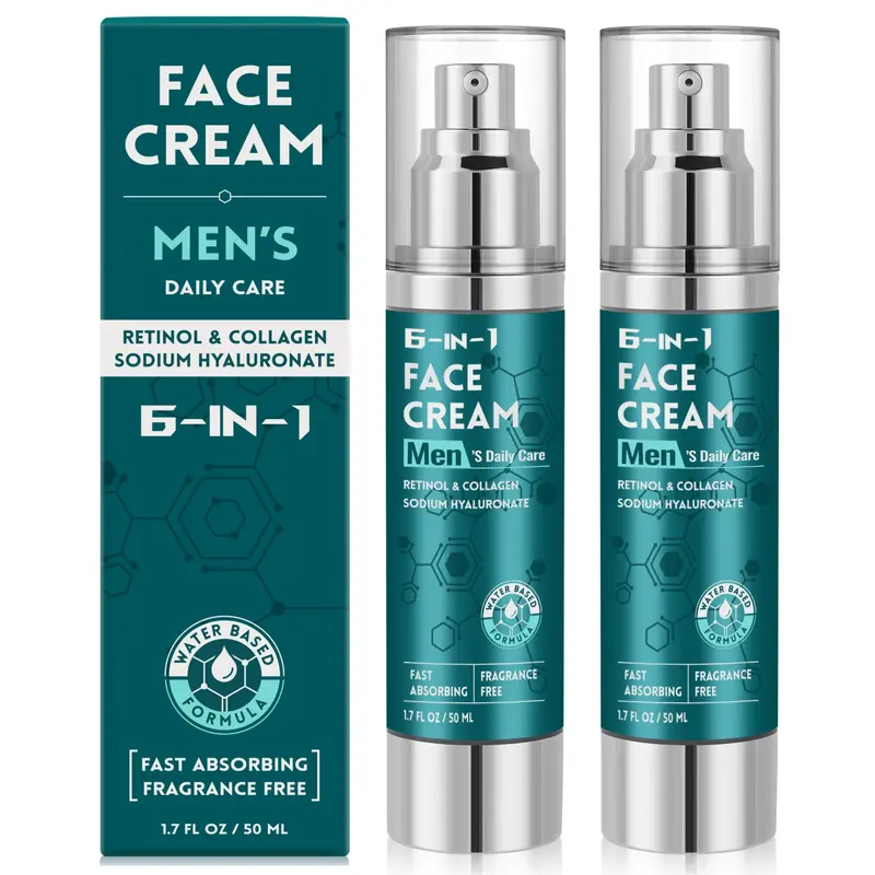 CMYYDX Crème Visage 6-en-1 pour Hommes – Hydratation légère à base d'eau, Rétinol, Collagène et Hyaluronate de Sodium – Jour et Nuit