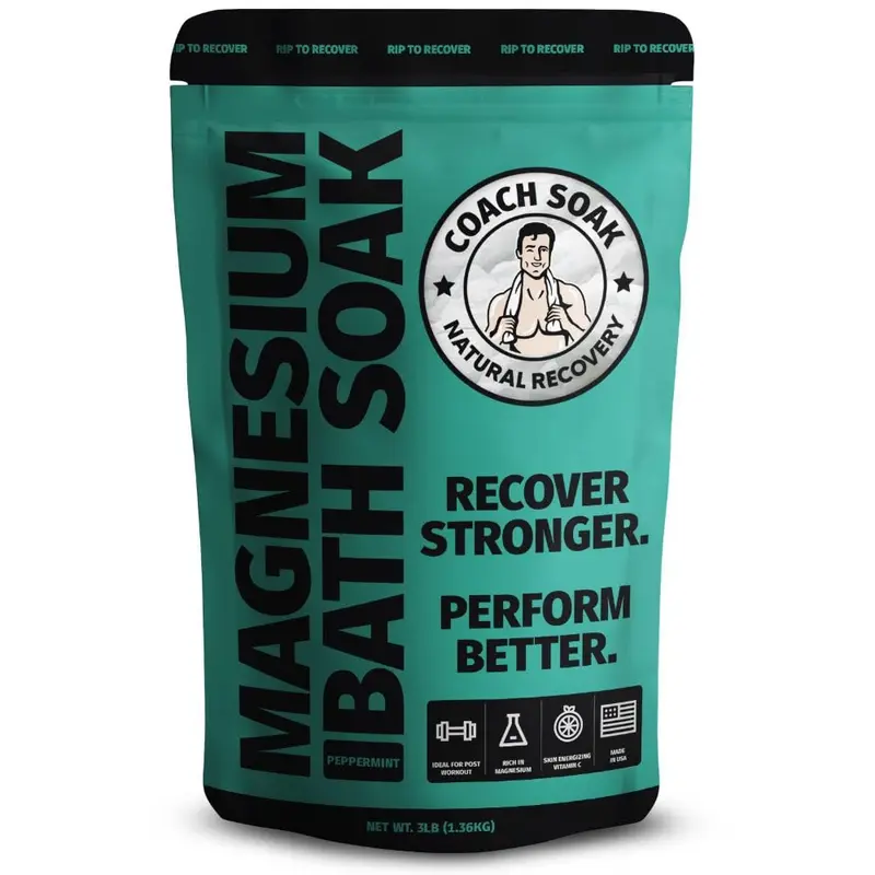 Coach Soak Recovery Bain — Flocons magnésium purs et Sels Mer Morte à la Menthe, 1,36 kg (3 lb)