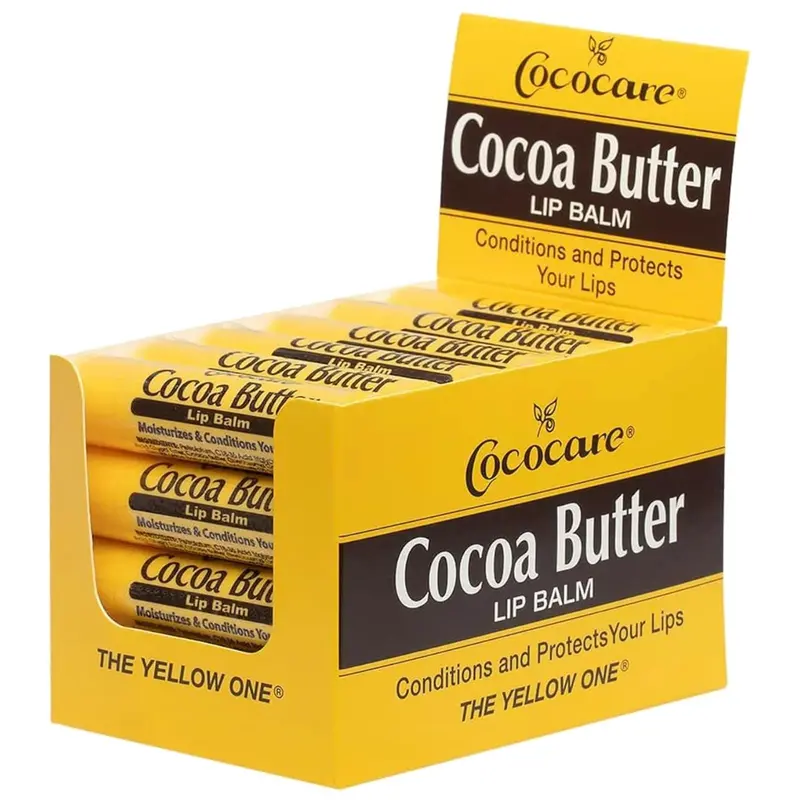 COCOCARE Baume Lèvres beurre cacao – Le petit stick jaune, hydratant 0,15 oz (10 sticks)