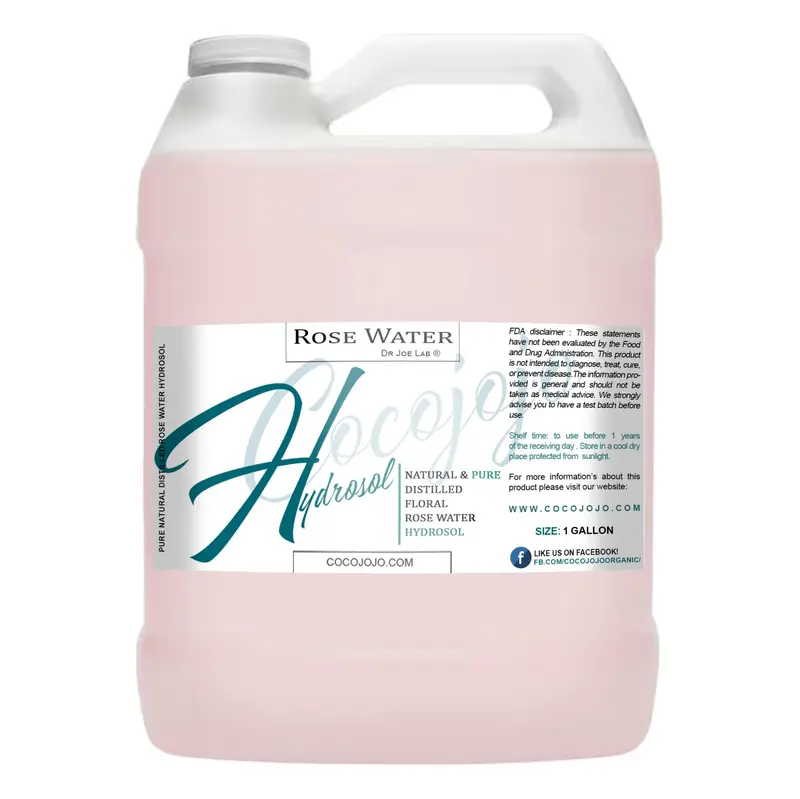 COCOJOJO Rose Hydrosol Brume – Tonique visage et corps sans alcool, Non OGM, Galon 3,78 L