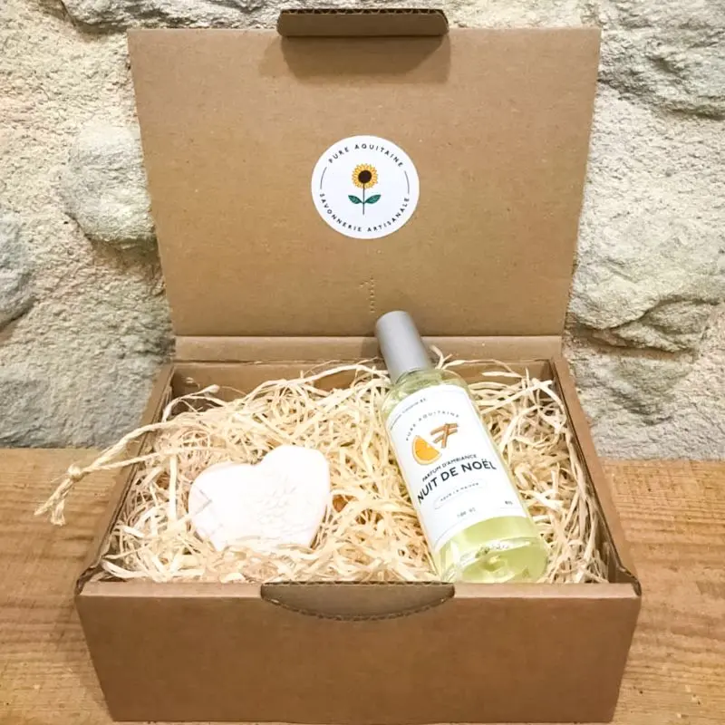 Coffret ambiance parfumée coeur et vaporisateur