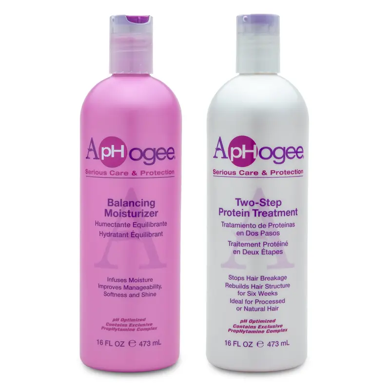 Coffret Aphogee Soin Cheveux – Traitement Protéine en Deux Étapes + Hydratant Équilibrant (16 onces)