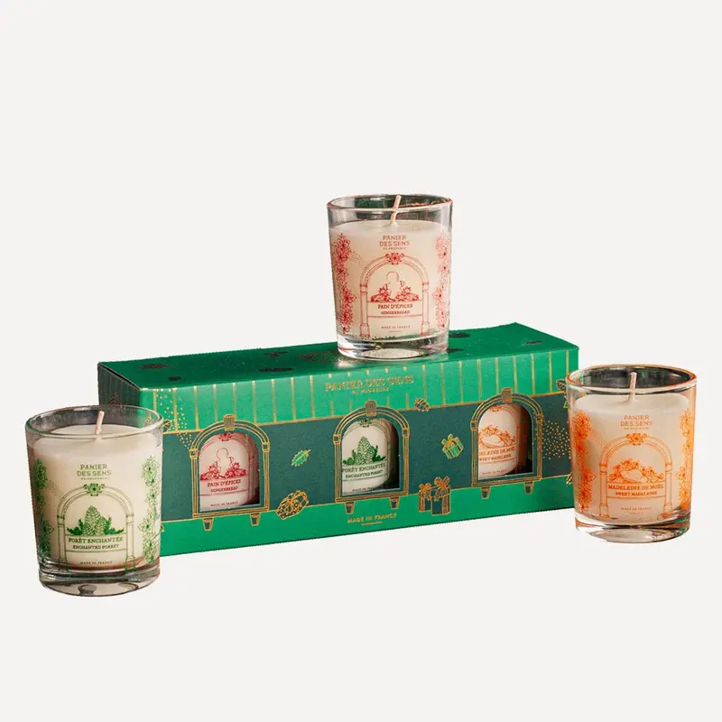 Coffret bougies parfumées - Gourmande, Boisée, Épicée 3x70g