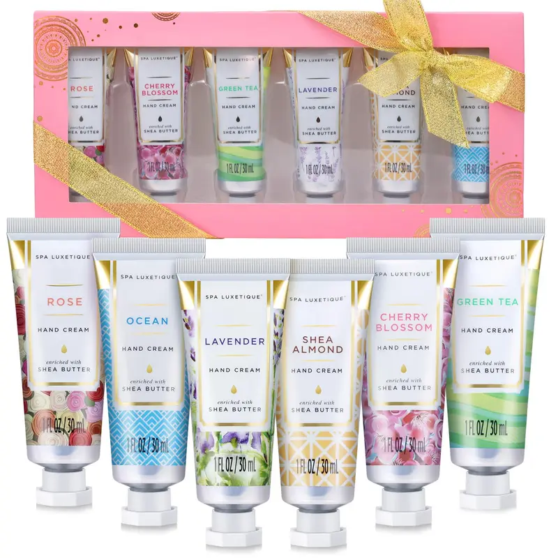 Coffret Crèmes pour les Mains Spa Luxetique – 6x30 ml, Texture Non Gras, Parfums Délicats, Cadeau Idéal