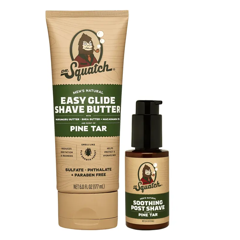 Coffret Rasage Pine Tar Dr. Squatch — Beurre à Glisse Facile + Soin Après Rasage Hydratant