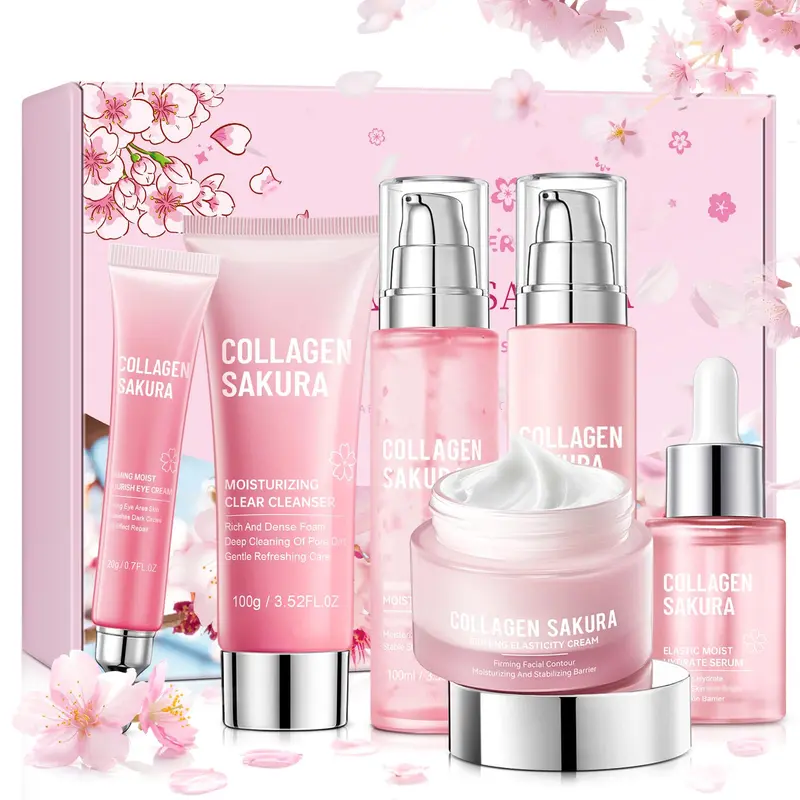 Coffret Soin Collagen Sakura Mopayzer - Hydratation et Revitalisation du Visage (6 Pièces)