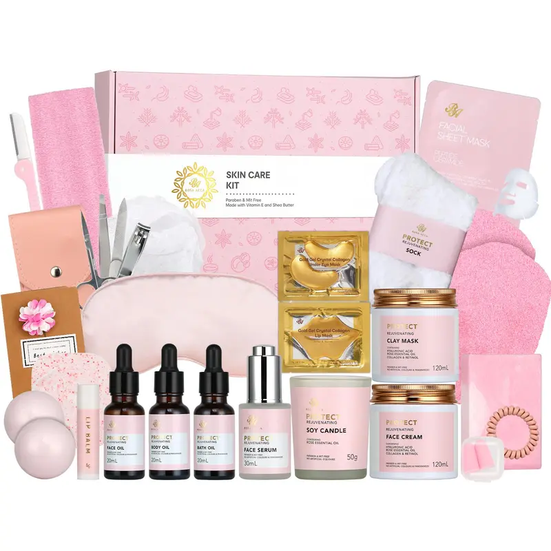 Coffret Soin Visage Rose RA ROSA ACCA – 30 pièces, Cadeaux Spa et Beauté