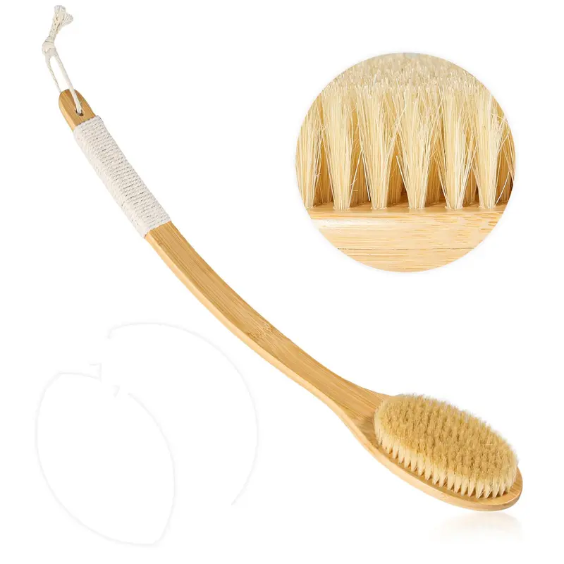 Coinpotia Brosse Douche Dos 22 Pouces en Bambou Curvée – Poils Naturels Doux