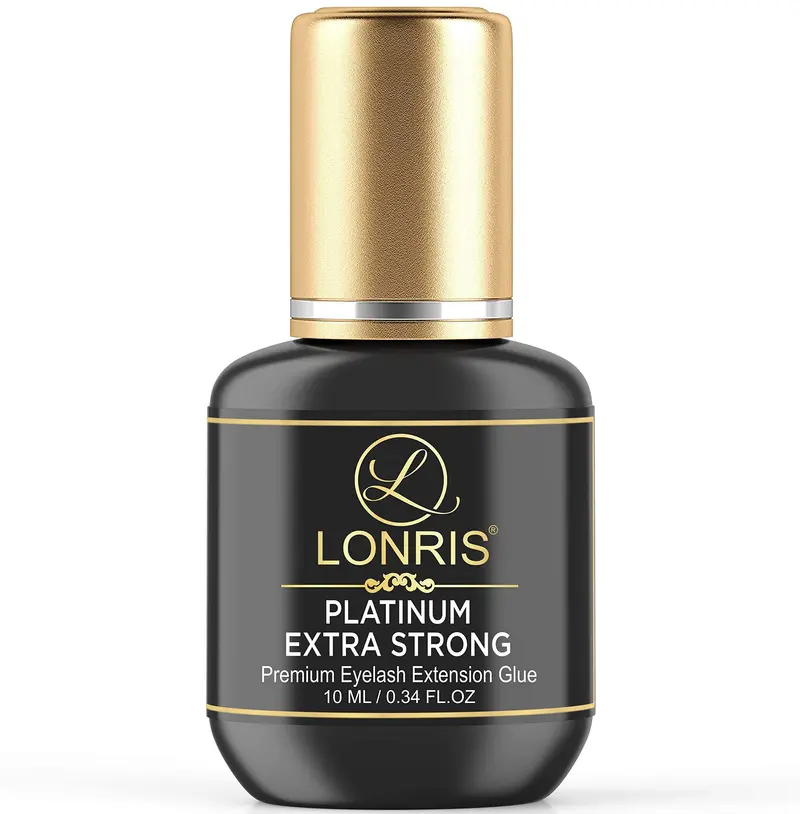 Colle cils Lonris Platinum Extra Strong – Rétention 8-9 semaines, Séchage 0,5-1 s, 10 ml – Usage professionnel