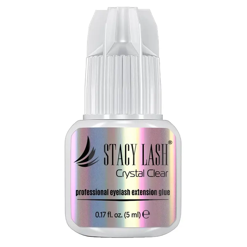 Colle d’extension cils STACY LASH Crystal Clear – 5 ml, Séchage en 1 seconde, Adhésif transparent, Rétention jusqu’à 8 semaines (fournitures professionnelles)