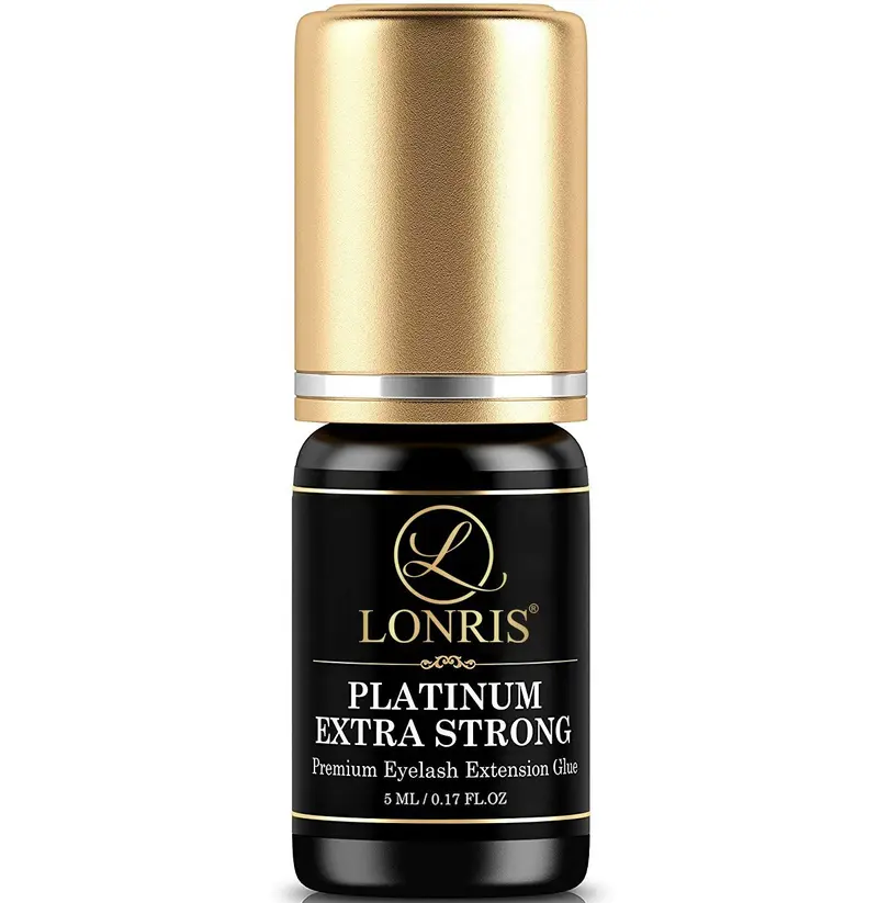 Colle Lonris Platinum Extra Strong — Adhésif pro noir 5 ml, séchage 0,5–1 s, tenue 8–9 semaines
