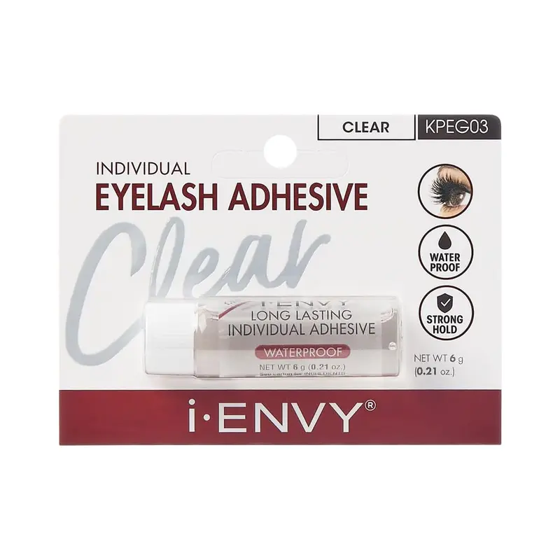 Colle pour cils i-ENVY semi-permanente – Extension cils, étanche, sans latex, tenue jusqu’à 2 semaines (clair, 1 paquet)