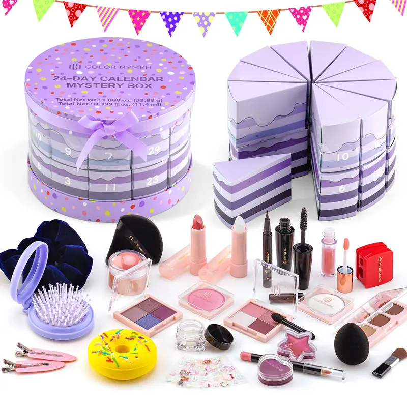 Color Nymph Calendrier de l'Avent Maquillage 2025 – 24 Jours de Beauté, Coffret Cadeau Noël Pourpre