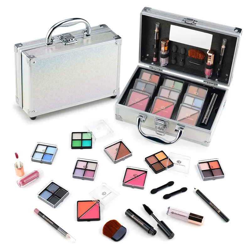 Color Nymph Kit Maquillage Débutant pour Adolescentes – Trousse Incluse, Palette 24 Ombres, Fards, Rouges à Lèvres, Pinceaux