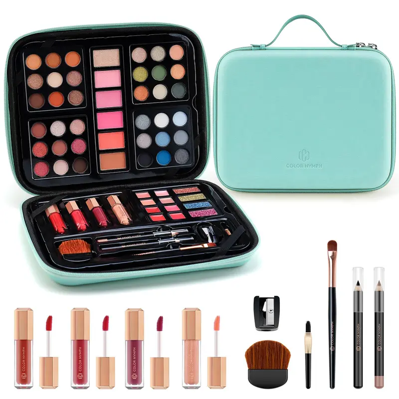 Color Nymph Kit Maquillage Débutants pour Adolescents — Palette 36 couleurs, Trousse réutilisable Vert Menthe